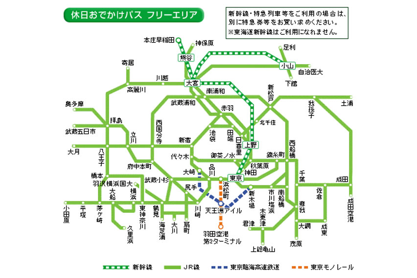 休日おでかけパス フリーエリア